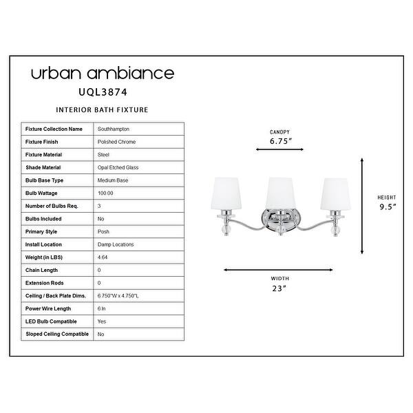 Luxury Posh Bath Fixture, 9.5"H x 23"W, with Crystal Style, Polished